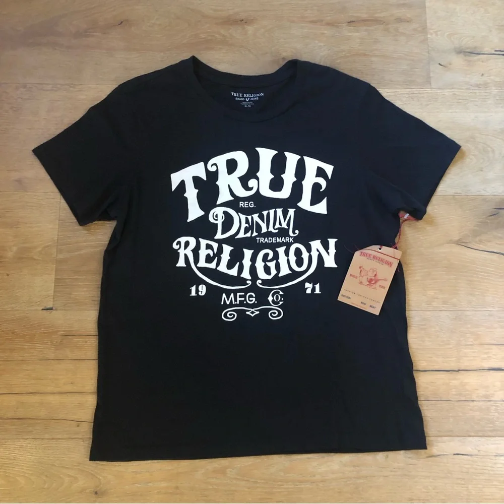 TRUE RELIGION USA VINTAGE old fashioned crew neck tee size XL/L  NEW PriceFirm!